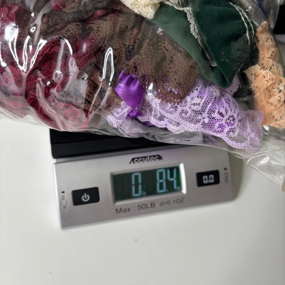 Vintage Mixed Lace Trim Remnants Scrap Lot Crafting Sewing Junk Journal 8.4oz